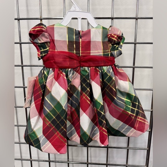 Bonnie Baby Girl Size 3-6 Mths Red/Multi Plaid NWT 2 Pc Christmas Dressy Dress - Picture 5 of 5